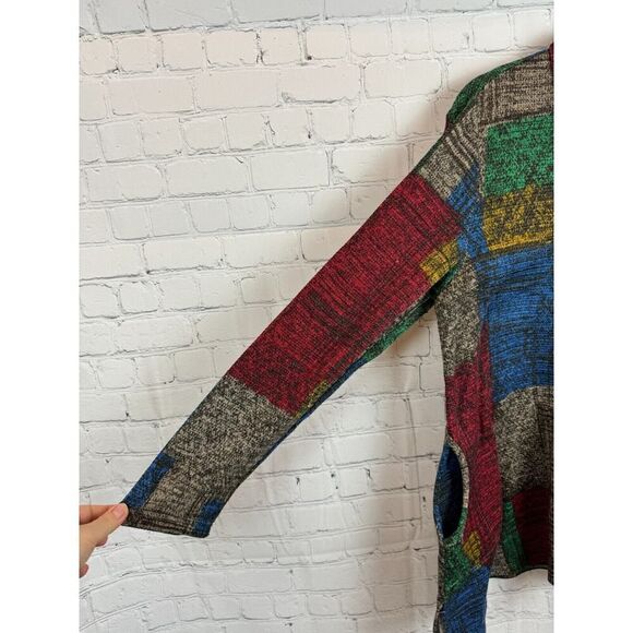 ALI MILES multicolor A-line button down knit shirt blouse cardigan size L - Picture 6 of 9